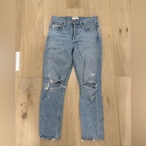 Agolde Women's High Rise Distressed Blue Jeans